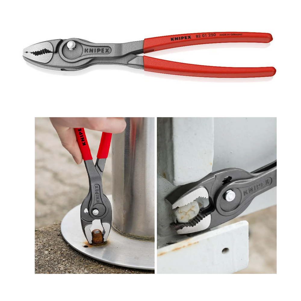 Новинка! Клещи с фронтальным и боковым захватами KNIPEX TwinGrip 250 мм, зев 5-27 мм, обливные ручки, в блистере KN-8201250SB