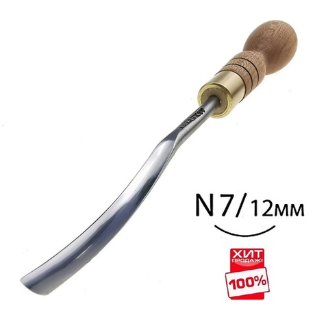 ХИТ! Стамеска для резьбы по дереву, полуклюкарза N 7, 12 мм ПЕТРОГРАДЪ М00017815