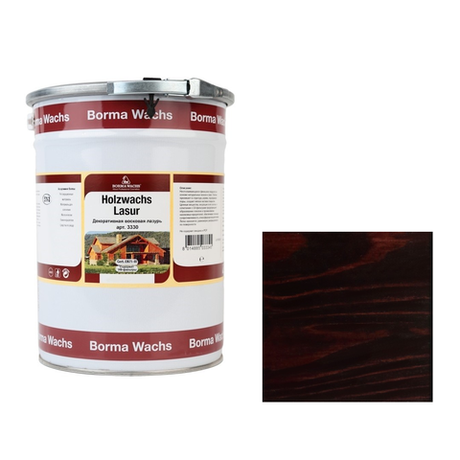 Новинка! Декоративная ВОСКОВАЯ лазурь / Масло для фасадов Borma Holzwachs Lasur 20 л цвет 58 Палисандр для наружных и внутренних работ R3340-16