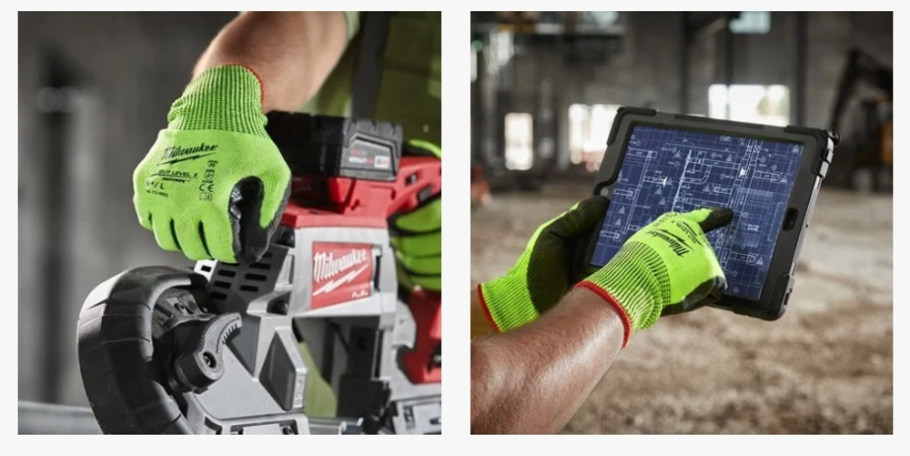 АКЦИЯ СИЗ! Перчатки защитные Hi-Vis Cut level Хай Виз Кат Левел 5/E уровень сопротивления размер 7 / S MILWAUKEE 4932479931