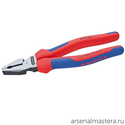 ХИТ! Плоскогубцы комбинированные особой мощности 200 мм (ПАССАТИЖИ силовые) фосфатированные, 2-комп ручки KNIPEX KN-0202200
