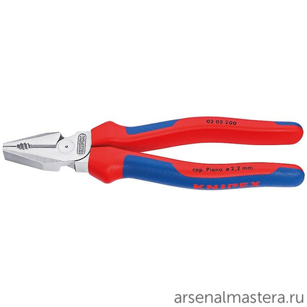 Плоскогубцы комбинированные особой мощности 200 мм (ПАССАТИЖИ силовые) хром, 2-комп ручки 02 05 200 KNIPEX KN-0205200