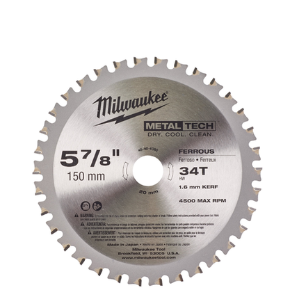 АКЦИЯ ФОКУС-ПЛЮС! Пильный диск MILWAUKEE по металлу 150 x 20 x 1.6 x 34 для циркулярной пилы 48404080
