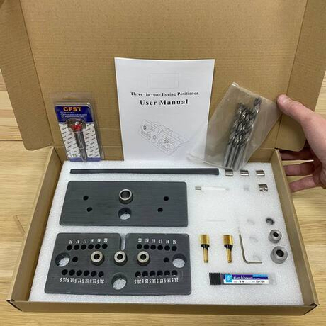 Кондуктор для сверления с набором сверл для точного сверления отверстий под мебельное соединение с эксцентриком GOLDRATIO М00021313