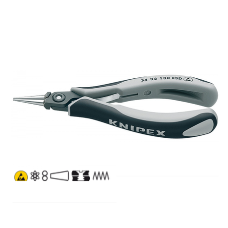 Новинка! Плоскогубцы захватные прецизионные KNIPEX антистатические для электроники ESD, острые круглые губки, 130 мм, круглогубцы KN-3432130ESD