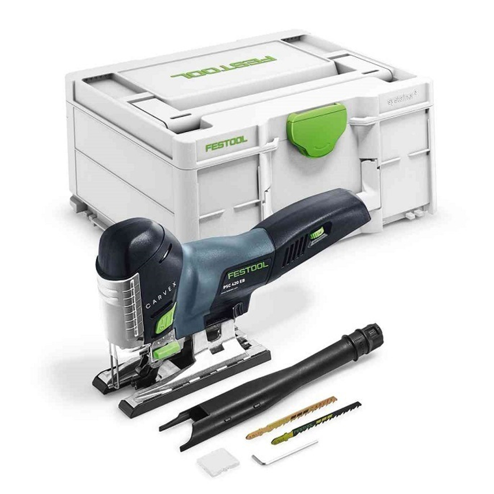 Новинка! Комплект аккумуляторный FESTOOL РАСШИРЕННЫЙ: Дрель - шуруповёрт T 18+3 HPC 4,0 I-Plus с двумя аккумуляторами, быстрозарядным устройством 576446, Погружная пила TSC 55 18/36 В KEB-Basic 576712, Маятниковый лобзик CARVEX PSC 420 18 В EB-Basic 576521, Алмазная ручная отрезная система с УШМ DSC-AGC 18-125 FH EB-Basic 576829 в систейнерах N0155-4AM