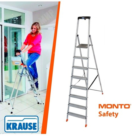 Новинка! Свободностоящая стремянка 2К заглушки 8 ступеней  MONTO SAFETY Krause 128980