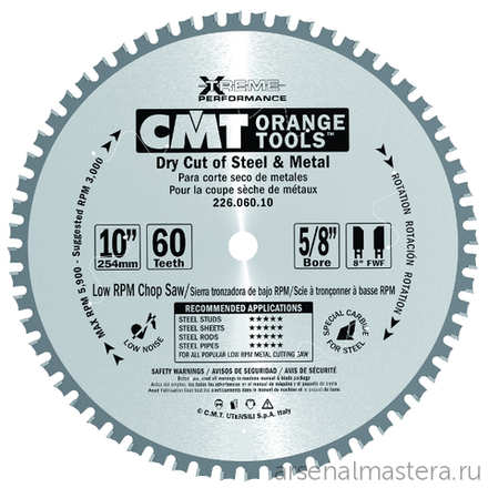Диск пильный железо, сталь (сухой рез) 305 x 30 x 2,2 / 1,8 0 8 FWF Z80 CMT 226.080.12M
