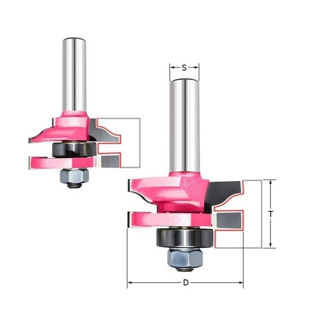 Новинка! Набор из 2 фрез Мебельная обвязка, нижний подшипник Z 2  R 15,88  D 60 x 25 PROCUT 409272AP/409272BP
