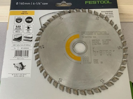 ХИТ! Пильный диск WOOD FINE CUT HW 160 x 1,8 x 20 WD42 FESTOOL 205553