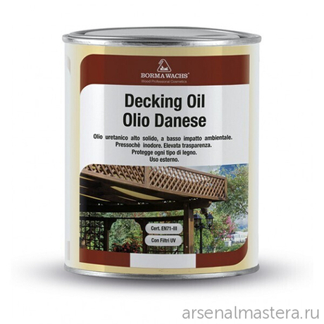 АКЦИЯ ЛЕТО 2025! Масло датское Decking Oil 1 л для террас цвет 50 Белое для наружных работ Borma 4971IL-DS50