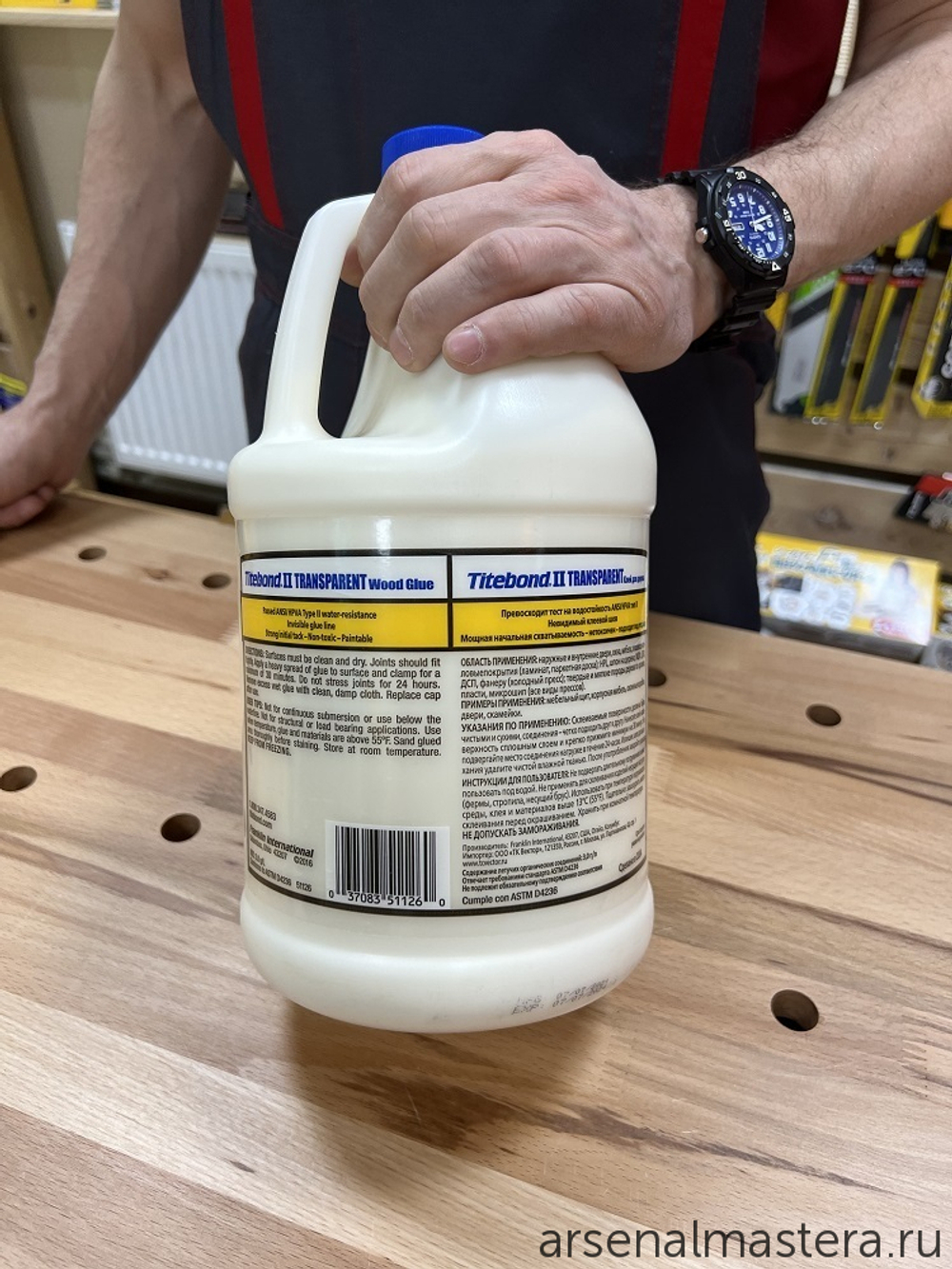 ХИТ! Клей столярный влагостойкий прозрачный Titebond II Transparent Premium Wood Glue 1126 прозрачный 3,8 л TB1126