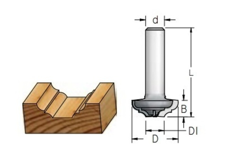 Фреза псевдофиленка Z 2/1 римская R 5,5 D 31,8 B хвостовик 12 WPW RR32002