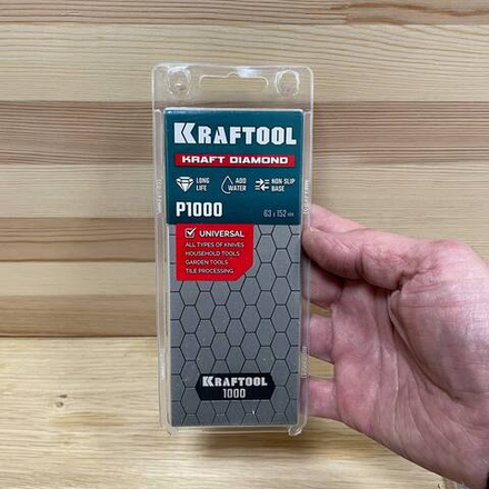 Новинка! Пластина алмазная заточная KRAFTOOL DIAMOND 63 х 150 мм, Р1000. Для ручной заточки ножей, инструментов, инвентаря, работы с плиткой 35710-1000