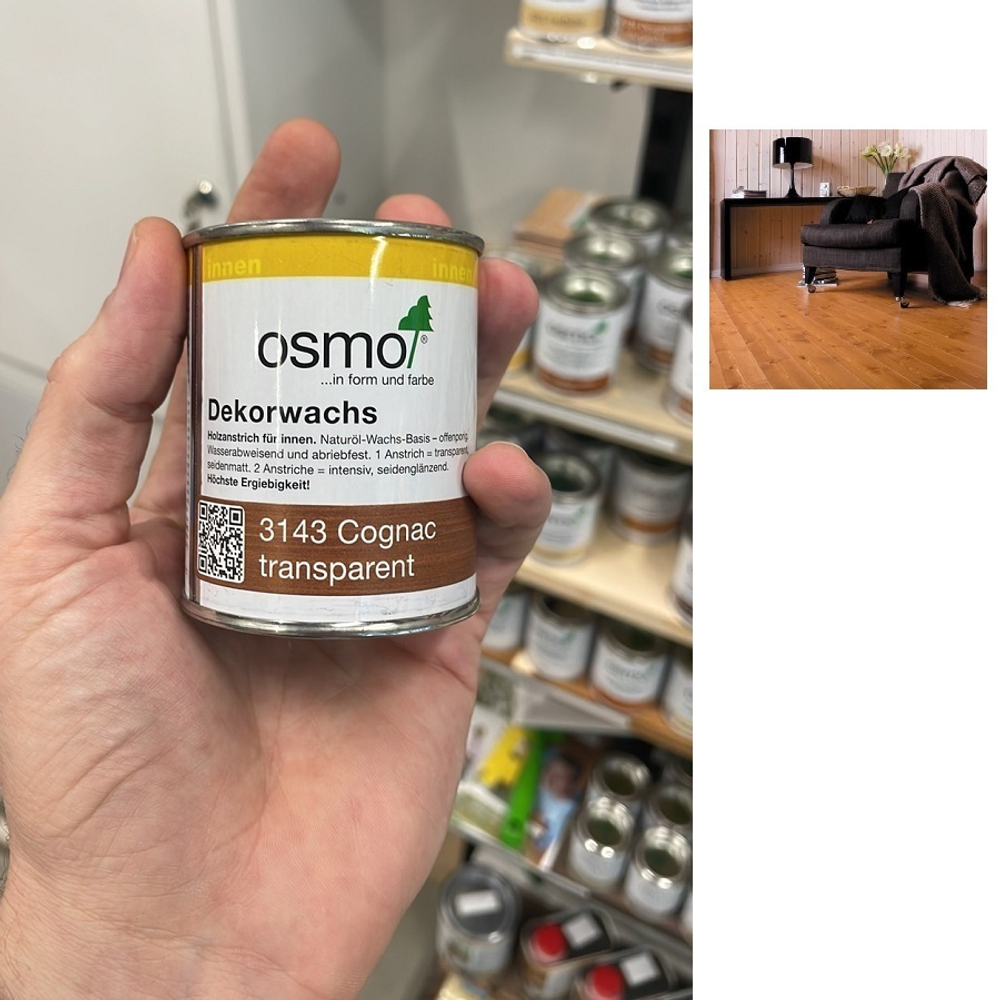 ХИТ! Цветное масло OSMO 3143 Коньяк 0,125 л Dekorwachs Transparent Tone для внутренних работ Osmo-3143-0,125 10100270