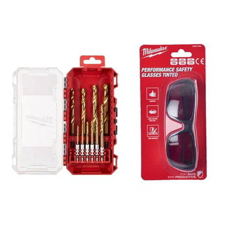 АКЦИЯ 2025 ЗИМНИЕ ПОДАРКИ! КОМПЛЕКТ с Очками защитными затемненными PERFORMANCE 4932471884 по цене Набора сверл по металлу 10 ед. RED HEX - SHOCKWAVE HSS-TiN Shockwave HSS-G Tin Red Hex Set 4932493865 MILWAUKEE ACC2511002