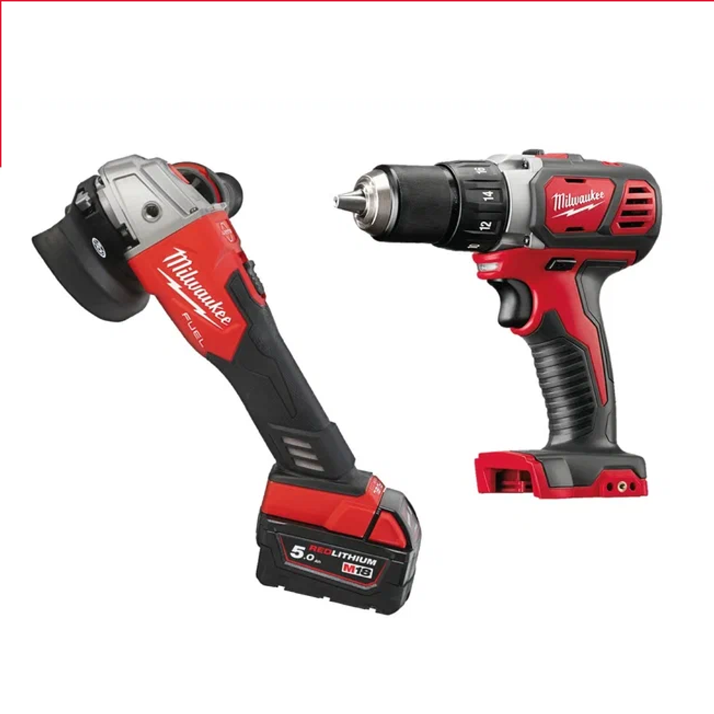 АКЦИЯ ОСЕНЬ 2025 Инструмент в подарок! Комплект: Аккумуляторная УШМ M18 FUEL FSAG125XB-502X с 2 аккумуляторами, быстрозарядным устройством 4933478430 и дрель - шуруповерт M18 BDD-0 4933443530 MILWAUKEE N065-2AM PT2509008