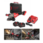 Новинка! Комплект в кейсе M18 FHSAG125 XB2-802X FUEL: Профессиональная Аккумуляторная углошлифовальная машина УШМ FHSAG125 XPDB2-0X, ДВА Аккумулятор M18 FB8 FORGE 8Ач, Зарядное устройство M12-18 FC, оснастка, принадлежности MILWAUKEE 4933493416