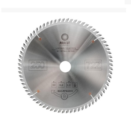 Пильный диск по Древесина, Пластик. Гипсокартон, ЛДСП, МДФ 250 x 30 x 3.2 / 2.2 Z 72 TCG PROCUT 755.2503072