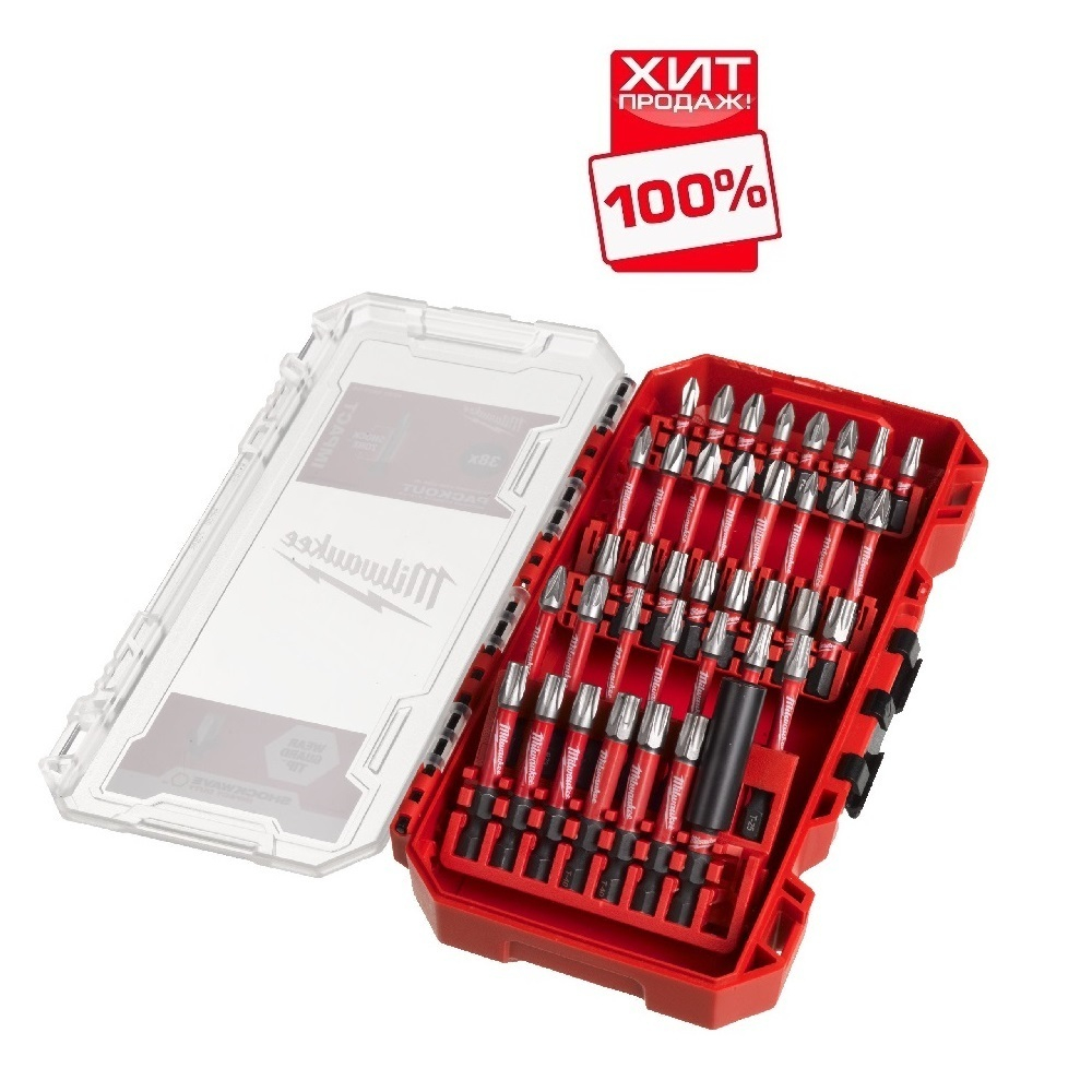 ХИТ! Набор ударных бит 38 предметов SHOCKWAVE GEN III в кейсе Milwaukee 4932492009