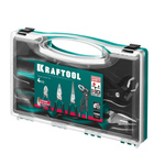 Новинка! Набор 4 предмета: губцевый инструмент KRAFTOOL. Плоскогубцы комбинированные 180 мм, Бокорезы 160 мм, Тонкогубцы 200 мм, Клещи переставные 250 мм в кейсе 22012
