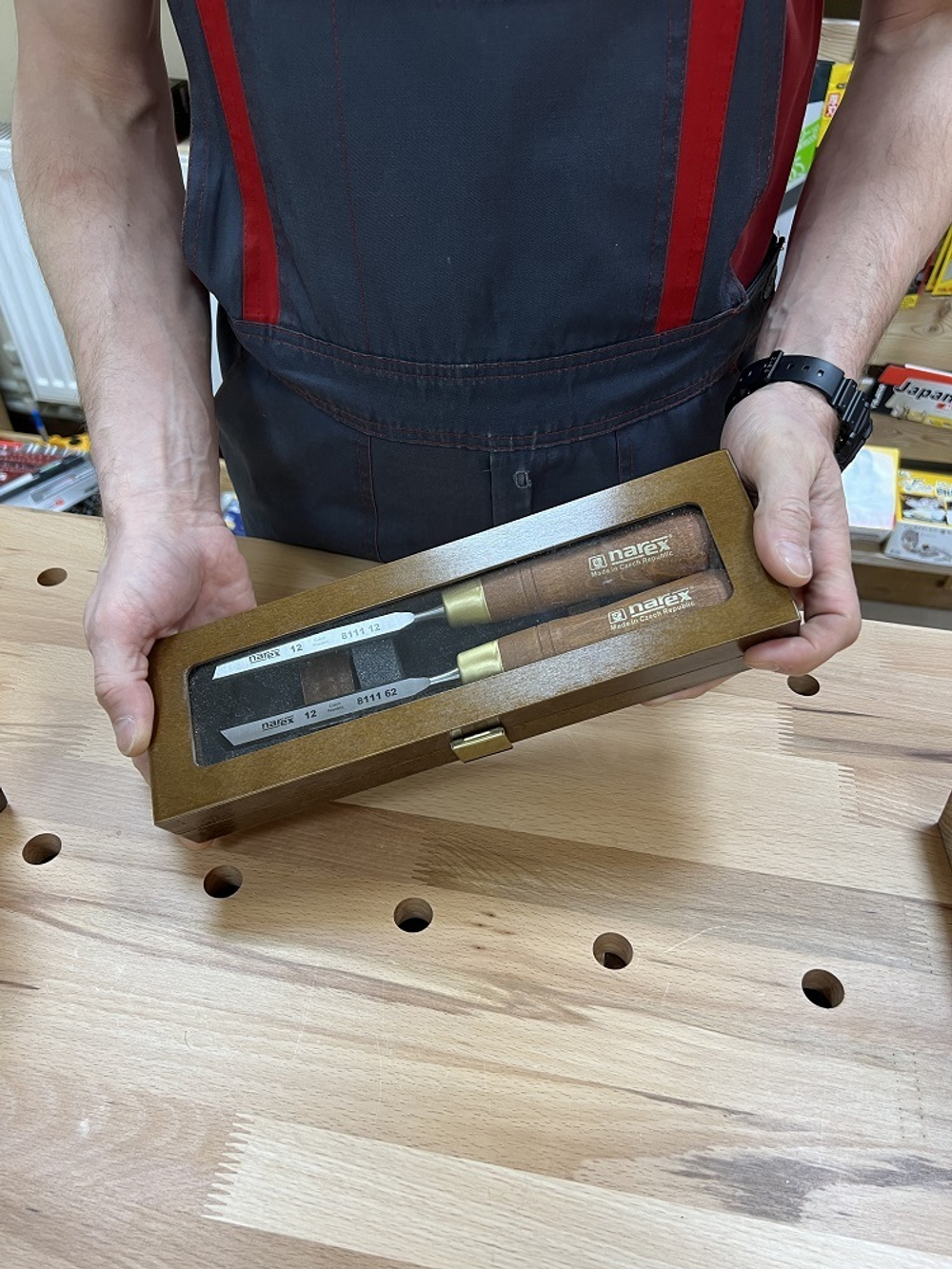 ХИТ! Набор из 2 косых столярных стамесок 12 мм (правая и левая) NAREX WOOD LINE PLUS 851662