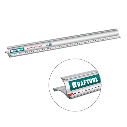 Новинка! Усиленная алюминиевая линейка KRAFTOOL Kraft-line 60 см со стальной направляющей, в тубе 34275-60