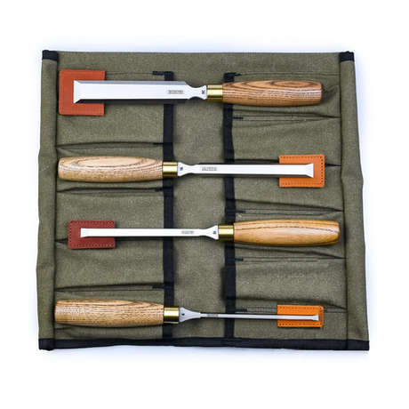 Новинка! Набор стамесок серия Волга 4 штуки 6, 10, 16, 26 мм в сумке - скрутке ПЕТРОГРАДЪ М00024160