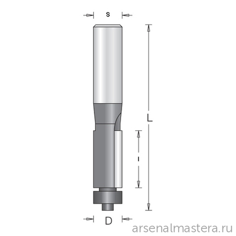 Фреза концевая обгонная с нижним подшипником D 6.35 L52 I12.7 S6 DIMAR 1011013