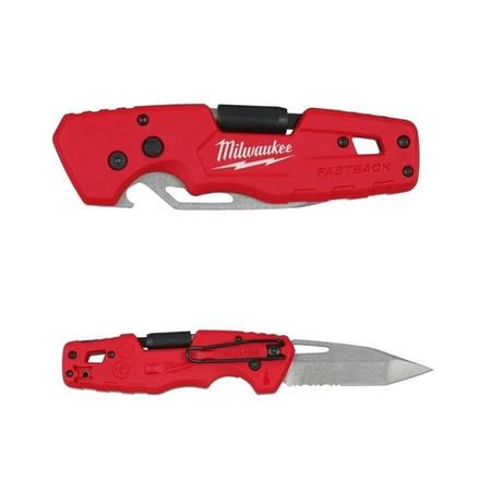 АКЦИЯ ЗИМА 2026! Нож складной 5 в 1 Folding Knife FASTBACK оснащен раскладным держателем для бит 1/4 Hex, двусторонней битой PH2 и SL5.5 MILWAUKEE 4932492454