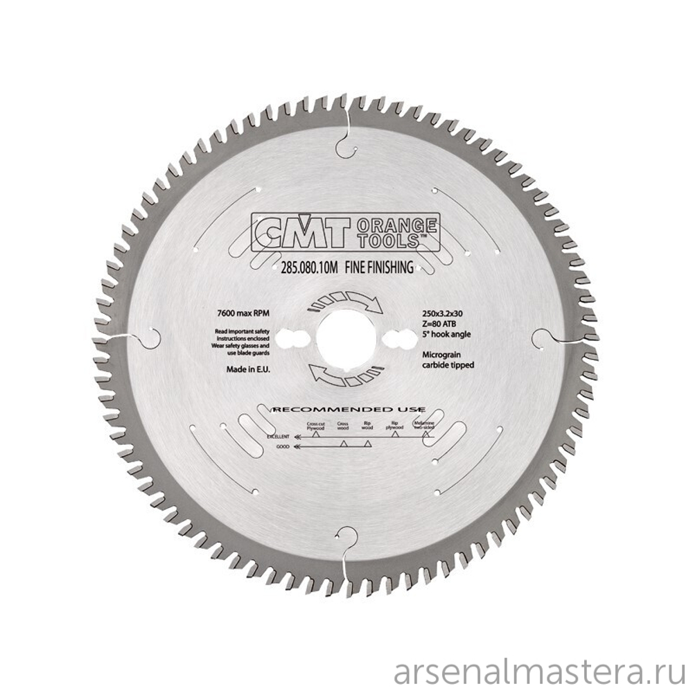 ЛЕТОМ НИЖЕ ХИТ! Диск пильный поперечное пиление 250 x 30 x 3,2 / 2,2 5 гр 15 гр ATB Z80 CMT 285.080.10M