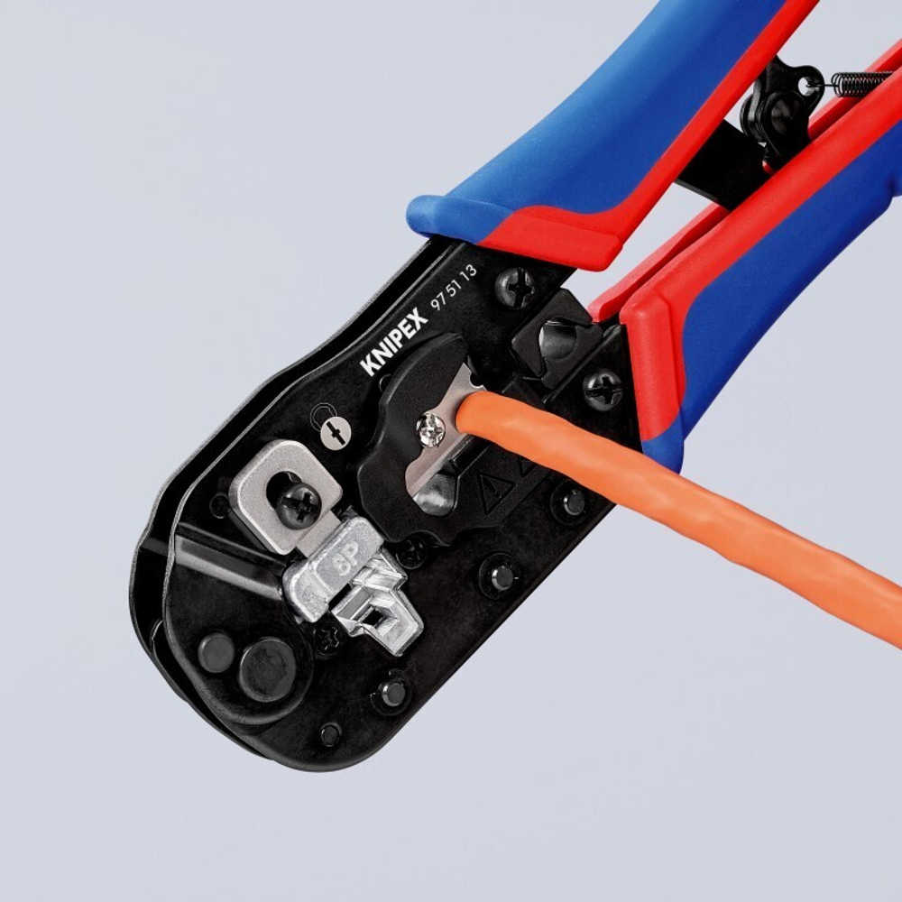 ХИТ! Пресс - клещи для штекеров RJ 45 "3 в 1" 190 мм   гнезд 1, 8-пин 8P8C, резка и зачистка кабеля KNIPEX KN-975113