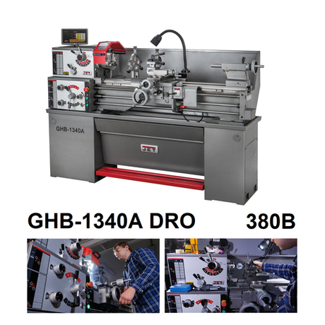 Новинка! Универсальный токарно - винторезный станок по металлу Jet GHB-1340A DRO с УЦИ 380В 1,5/2,8 кВт 50000710T