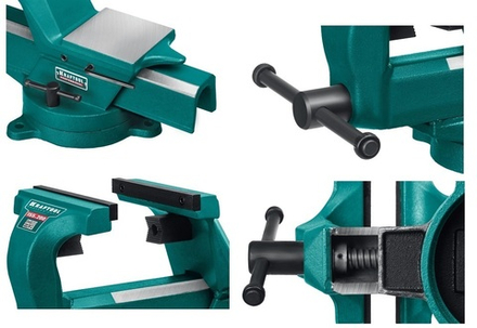 Тиски кованые стальные слесарные с регулировкой компенсации люфта Forge 155 / 200 KRAFTOOL 32700-200