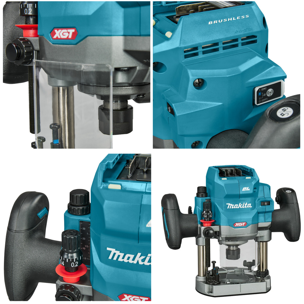 ЛЕТО ВЫГОДНЕЕ! Фрезер погружной аккумуляторный Makita XGT 40V BL AWS XPT, цанга 6, 8, 12 мм, глубина погружения 0-60 мм, 8000-25 000 об/мин, плавный пуск RP001GZ