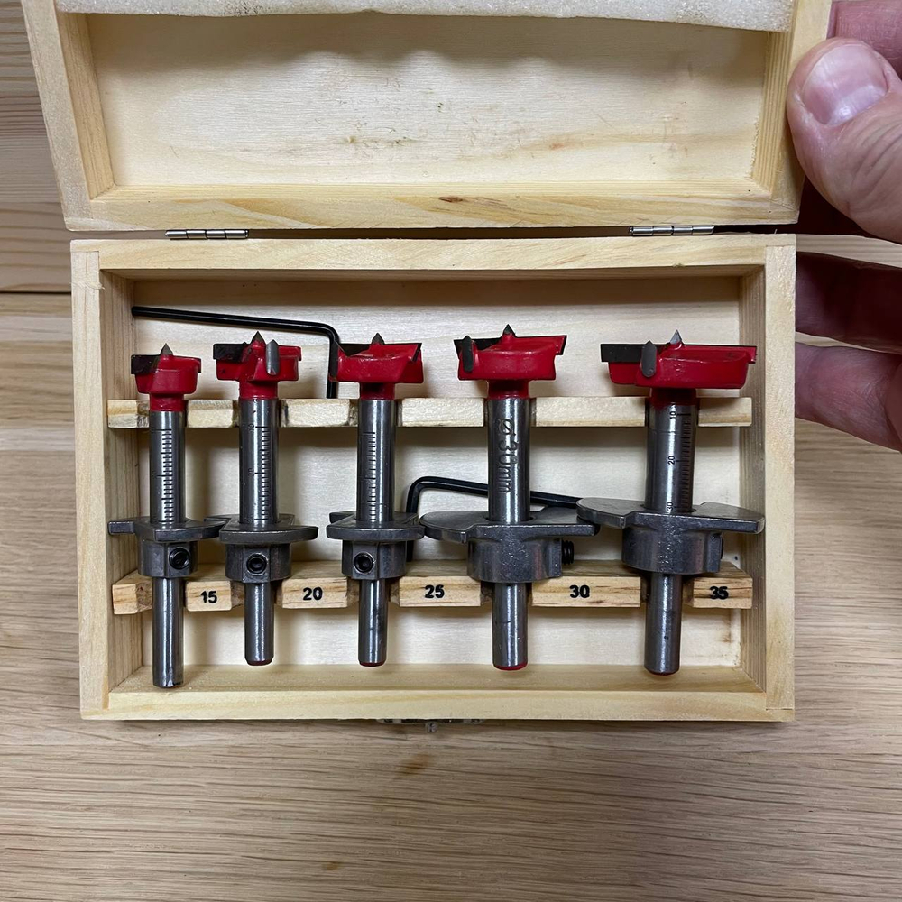 ХИТ! Набор 5 шт. сверл форстнера с регулируемым ограничителем врезания PROCUT Greencut 15, 20, 25, 30, 35 мм в коробке DL01005