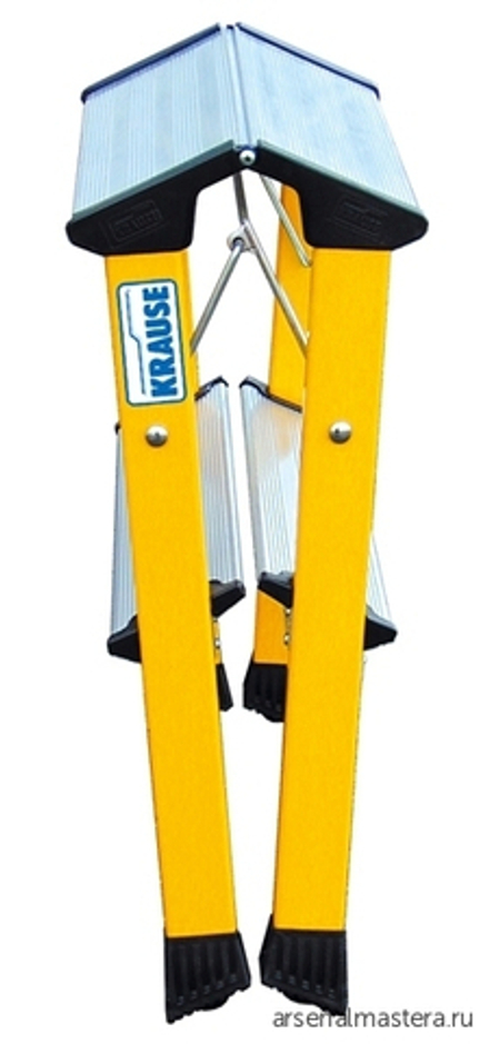 Двухсторонняя складная подставка Krause ROLLY ступенек 2х2 с роликами желтый 130044