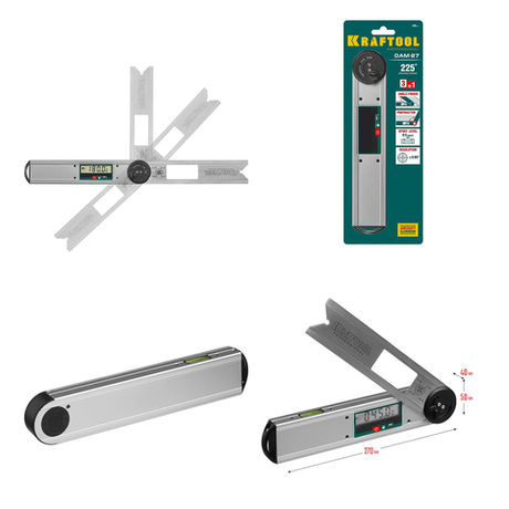 Электронный угломер KRAFTOOL DAM-27 250 мм, с пузырьковым уровнем 34684