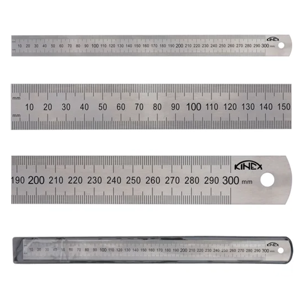 ХИТ! Линейка стальная шкала 1 мм 300 х 25 х 1 мм класс точности 1 Kinex 1022