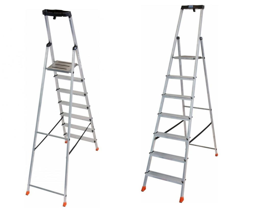 Новинка! Свободностоящая стремянка 2К заглушки 7 ступеней MONTO SAFETY Krause 128973