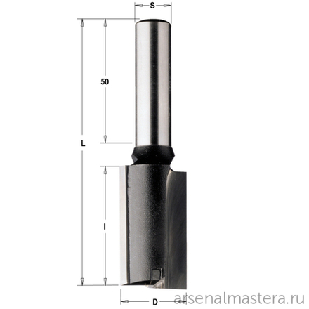 Фреза пазовая с торцевым зубом Z2/1 S 8 x 50 D 10 x 40 x 90 RH CMT 174.101.11