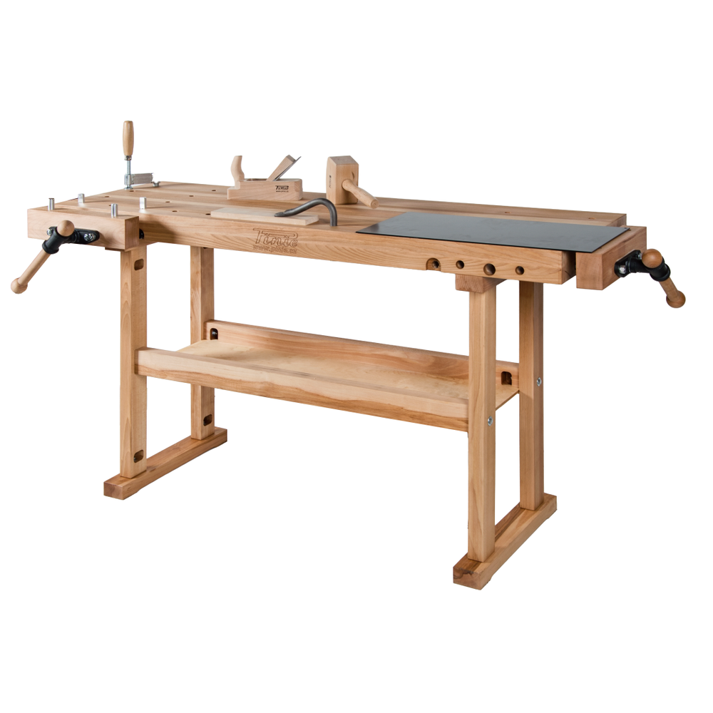 Новинка! Чешский верстак столярный деревянный 1210 х 650 х 850 мм столешница из массива бука 80 мм 2 тисков York 22 отверстий 20 мм под фиксаторы PINIE HeavyDuty1200D20