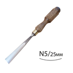 Новинка! Стамеска для резьбы ПЕТРОГРАДЪ серия АБРАМЦЕВО прямая, полукруглая n5, ширина 25 мм, П-заточка, клинок 150 мм М00017609