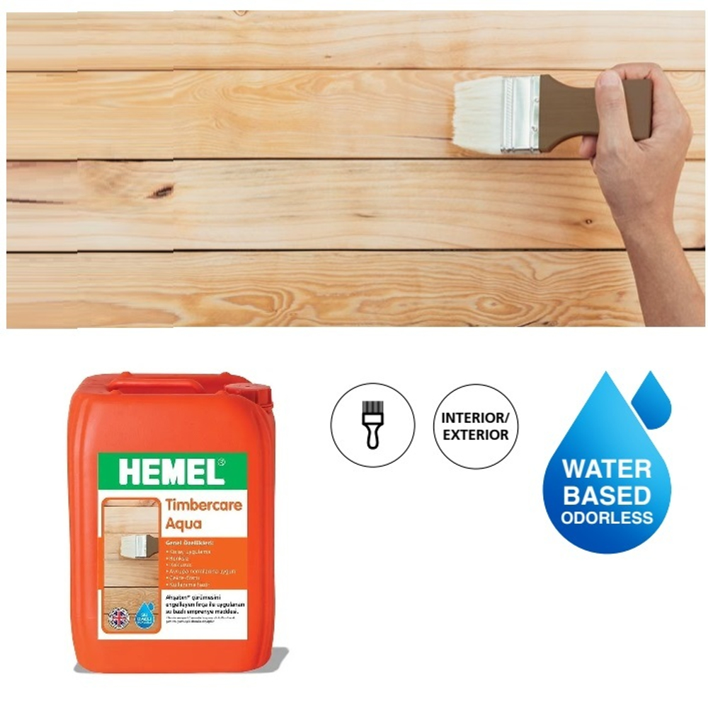 АКЦИЯ ВЕСНА! Антисептик Timbercare Aqua Бесцветный 20 л для внутреннего и наружного применения. Защитная пропитка на водной основе для нанесения кистью или окунанием. Для хвойных, мягких пород древесины 7001H HEMEL 10745