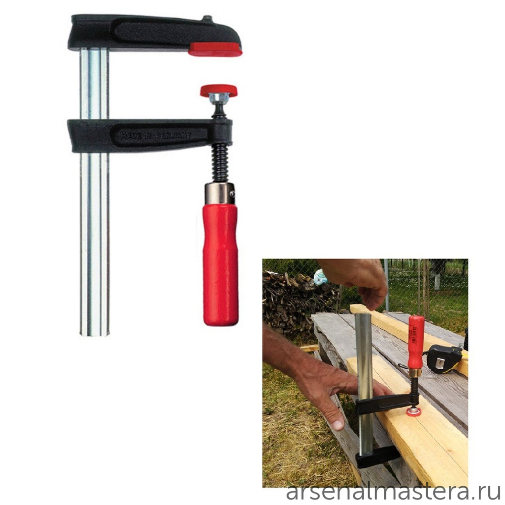 ХИТ! Струбцина из ковкого чугуна TPN с надежной деревянной ручкой BESSEY BE-TPN20B8BE