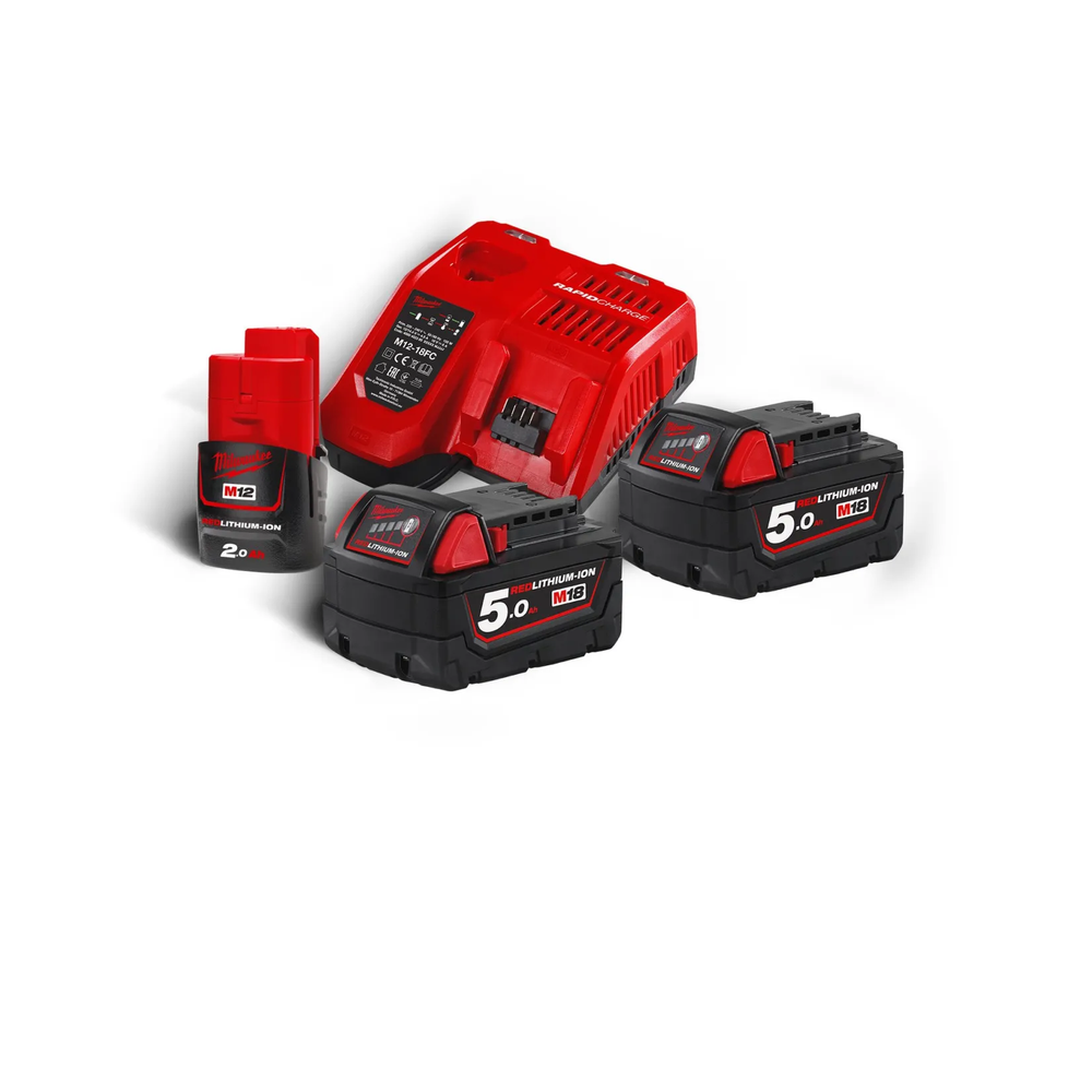 Новинка! Энергокомплект Milwaukee M18 NRG-502: ДВА Аккумулятора M18 B5 FORGE, Аккумулятор M12 B2, Быстрое зарядное устройство M12-18 FC 4933459217