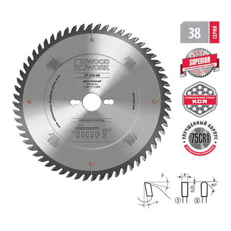 Новинка! Пильный диск для фанеры Woodwork SUPERIOR 300 х 3.2 х 30H х 100T A=12º ATB+shear 37.300.00