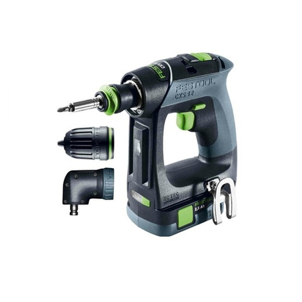 Аккумуляторная дрель - шуруповёрт CXS 12 2,5-Set с 2 шт Аккумуляторами BP 12 Li 2,5 C, Устройством быстрозарядным TCL 6 ПЛЮС Насадка угловая HA-XS в систейнере SYS3 DF М 187 FESTOOL 576865