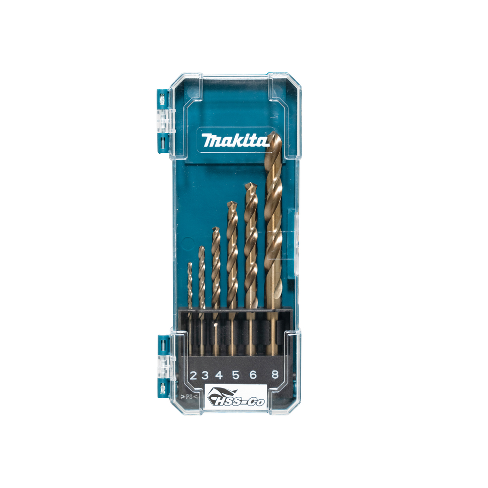 Новинка! Набор сверл по металлу 6 шт. HSS-Co D 2, 3, 4, 5, 6, 8 мм, спиральные, по алюминию, нержавеющей стали Makita D-75758