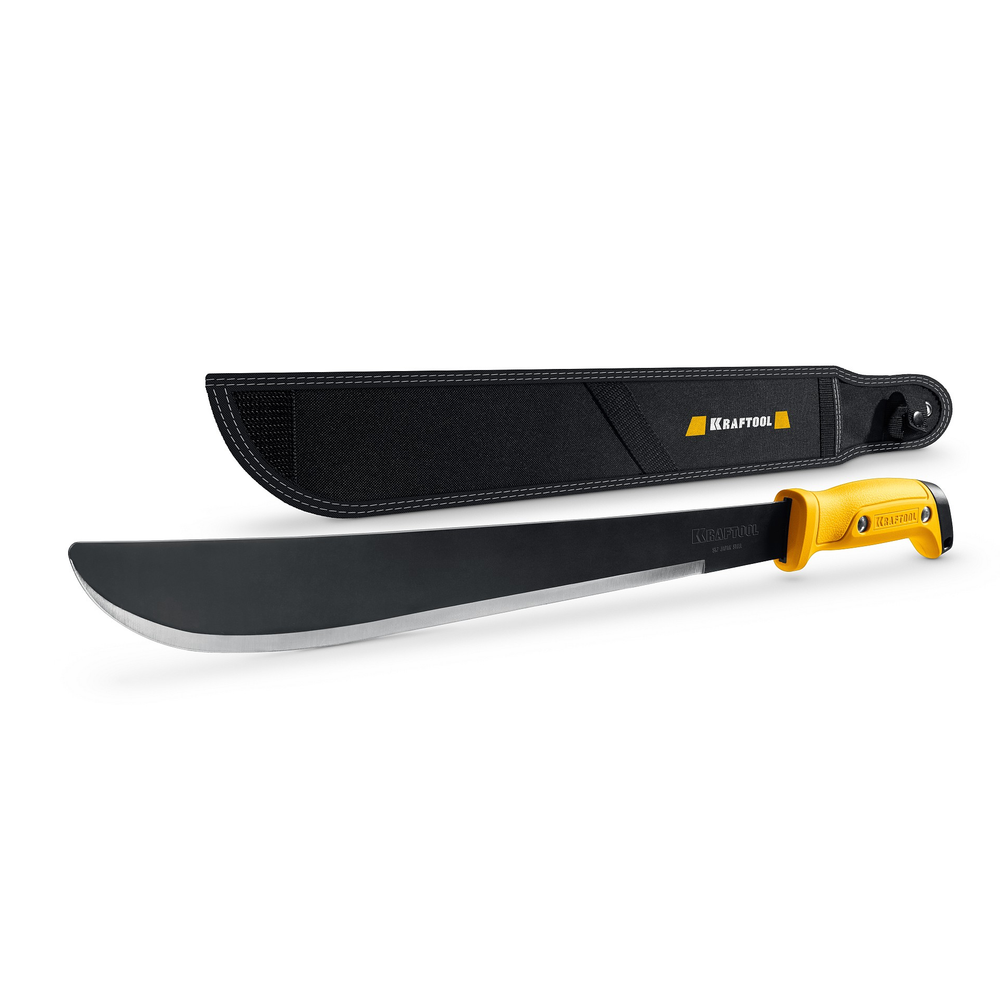 Новинка! Мачете садовое KRAFTOOL Machete 440 / 585 мм японская сталь SK7 cо специальной формой лезвия для вырубки густых зарослей, кустарника, мелких деревьев, в чехле 20800